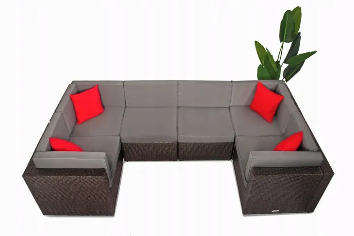 Zestaw meble ogrodowe rattanowe metalowa konstrukcja MODULOWY narożnik sofa