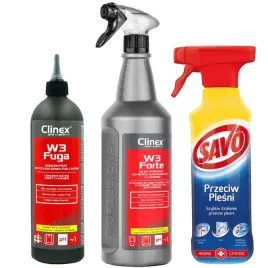 zestaw-do-czyszczenia-lazienek-clinex-w3-forte-w3-fuga-savo-przeciw-plesni