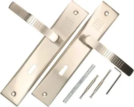 zestaw-klamka-drzwiowa-90mm-satyna-dlugi-szyld-na-klucz-komplet-do-drzwi