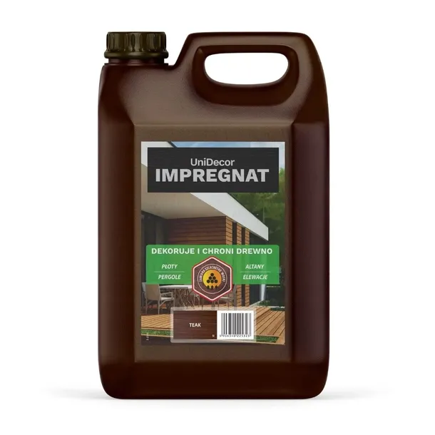 Impregnat lazura farba do drewna z woskami UniDecor teak 5l