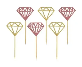 pikery-do-babeczek-godan-diamenty-rozowe-i-zlote-6-sztuk