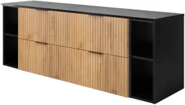 zestaw-szafka-lazienkowa-pod-umywalke-160-cm-z-regalami-dab-craft-czarna