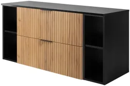 zestaw-szafka-lazienkowa-pod-umywalke-120-cm-z-regalami-dab-craft-czarna