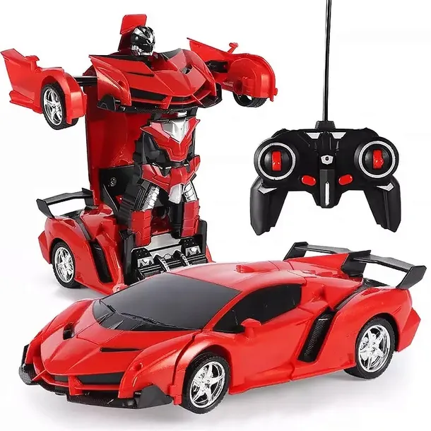 SAMOCHÓD ROBOT ZDALNIE STEROWANY TRANSFORMERS AUTO 2w1 CZERWONE SZYBKIE