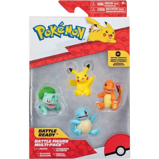 POKEMON BATTLE FIGURE MULTIPACK KANTO PIKACHU CHARMANDER BULBASAUR SQUIRTLE