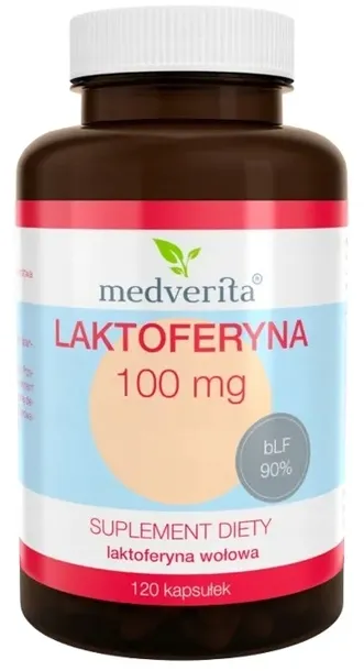 Laktoferyna 100 mg 120 kapsułek Medverita Odporność Grypa Przeciw wirusom