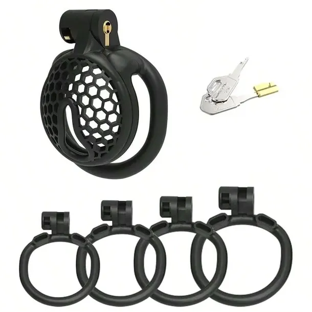 MINI KLATKA TYPU FLAT NA PENISA CZARNY PAS CNOTY CHASTITY CAGE