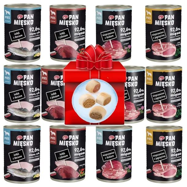 Karma dla psa Pan Mięsko dla dorosłych psów MIX SMAKÓW 12x400g