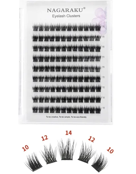Rzęsy bondingowe NAGARAKU MIX 9-14mm 132szt kępki DIY wielokrotnego użytku