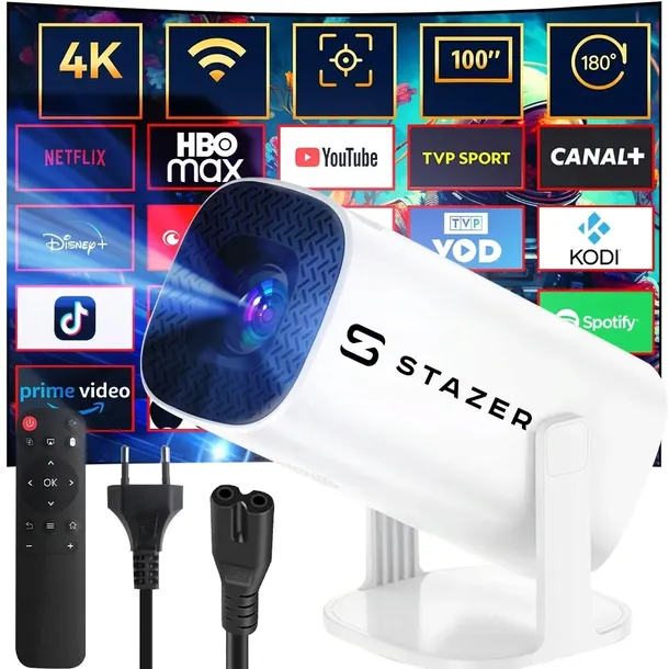 RZUTNIK PROJEKTOR SMART PRZENOŚNY FULL HD ANDROID WIFI BT HDMI WERSJA 2025