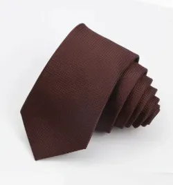 elegancki-krawat-waski-brazowy
