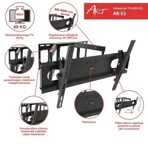 uchwyt-scienny-do-telewizora-art-ar-52-scienne-30-70-max-60kg-typ-obrotowy-uchylny