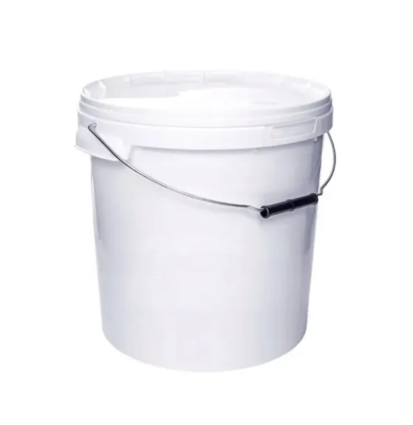 Wiadro plastikowe z przykrywką 33 l białe pojemnik z rączką metalową spożyw