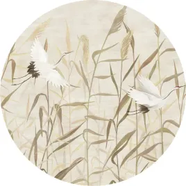 fototapeta-samoprzylepna-okragla-naklejka-scienna-rosliny-pole-zurawie