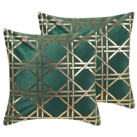 2-poduszki-dekoracyjne-w-geometryczny-wzor-45-x-45-cm-zielone-ze-zlotym-cas