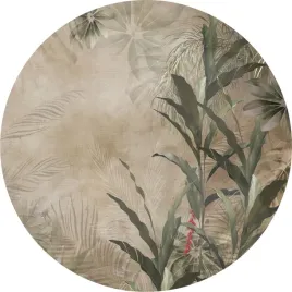 fototapeta-samoprzylepna-okragla-naklejka-scienna-liscie-palmy-szarosc