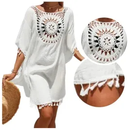 pareo-letnia-sukienka-plazowa-narzutka-tunika-boho-biala-fredzelki-koronka