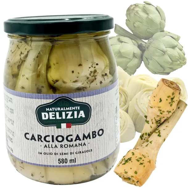Włoskie KARCZOCHY Z ŁODYGĄ 550g W OLEJU karczoch