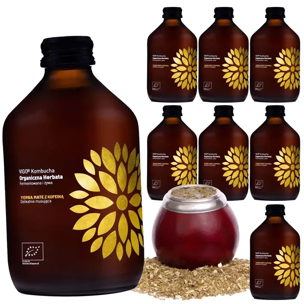 KOMBUCHA YERBA MATE Z KOFEINĄ 330ml DŁUGI FERMENT