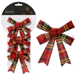 kokardy-kokardki-ozdobne-czerwone-w-kratke-na-choinke-diy-10cm-3szt