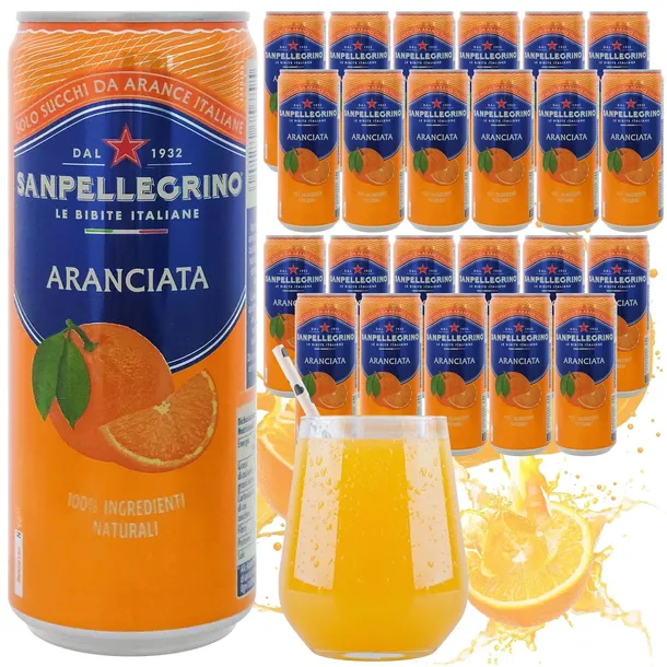 NAPÓJ ARANCIATA SANPELLEGRINO 24x330ml WŁOSKI GAZOWANY SMAK LATA
