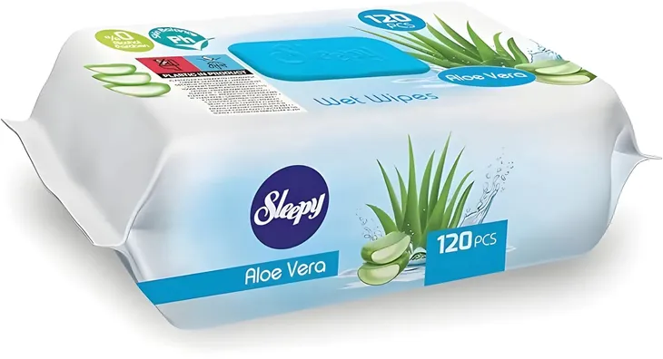 CHUSTECZKI SLEEPY NAWILŻANE DLA DZIECI ALOES 120SZT