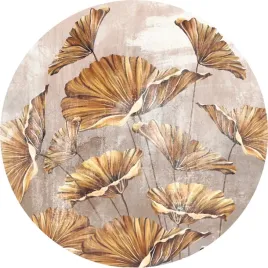 fototapeta-samoprzylepna-okragla-naklejka-scienna-liscie-zlote-palmy