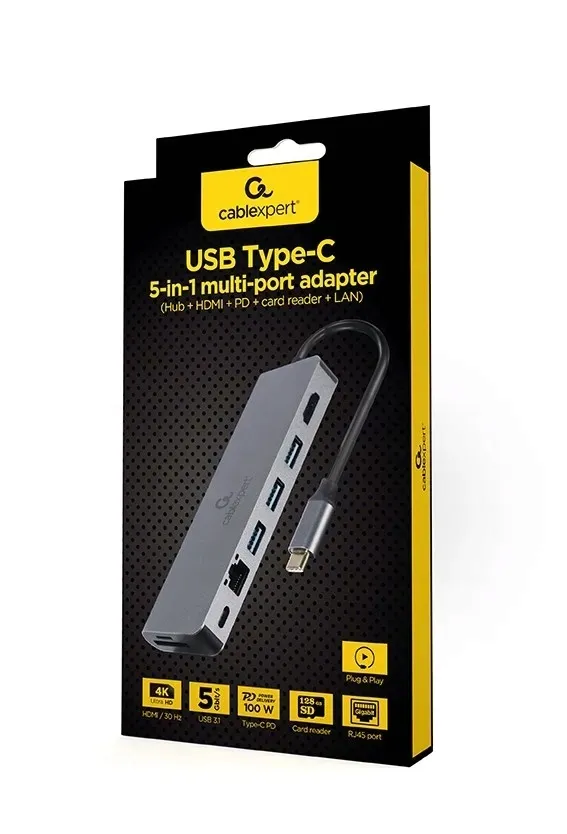 gembird-multi-adapter-usb-typ-c-5w1-hub-hdmi