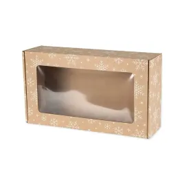 pudelko-swiateczne-z-oknem-350x200x100mm-brazowe-nadruk-w-sniezki-f427