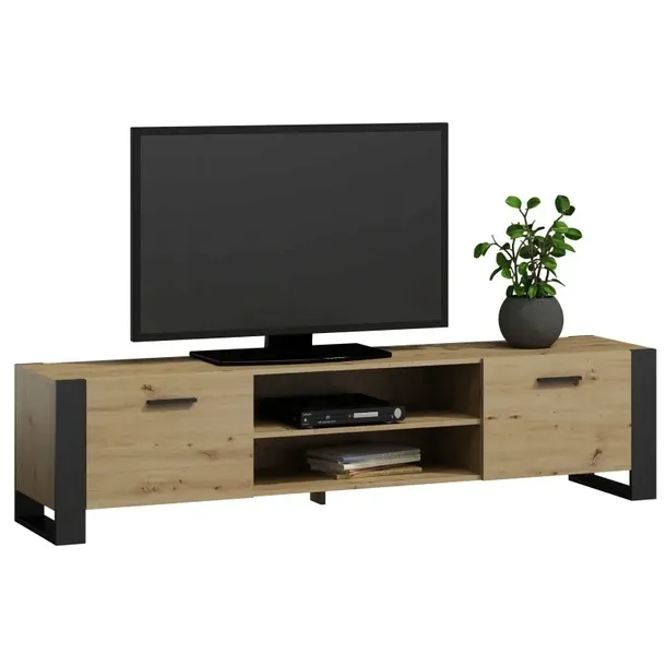 Szafka RTV Alba 150 dąb artisan/czarny do salonu pokoju szafka pod TV MK
