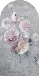 tapeta-luk-fototapeta-scienna-dekoracyjna-kwiaty-roze-papuga-100x190