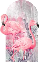 tapeta-luk-fototapeta-scienna-dekoracja-rosliny-flamingi-rozowe-100x190