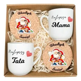 prezent-dla-mamy-taty-pod-choinke-dwa-kubki-z-podstawkami-grafika-kolorowa
