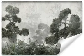 fototapeta-do-salonu-las-we-mgle-styl-vintage-beton-natura-liscie-450x300