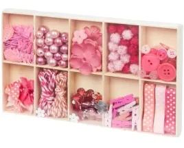 zestaw-do-ozdabiania-rozowy-klamerki-guziczki-tasiemki-akcesoria-ozdoby