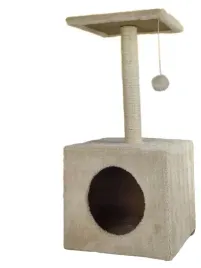 drapak-legowisko-domek-dla-kota-30x30x59cm-bezowy