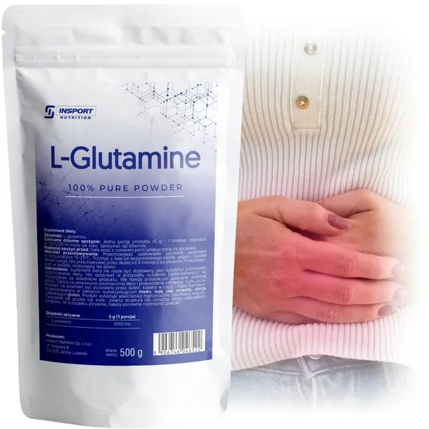 GLUTAMINA Czysta 5000mg 500g Aminokwas REGENERACJA Budowa mięśni | INSPORT