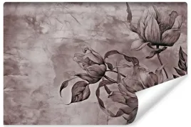fototapeta-do-salonu-sypialni-beton-mural-kwiaty-abstrakcja-liscie-450x300