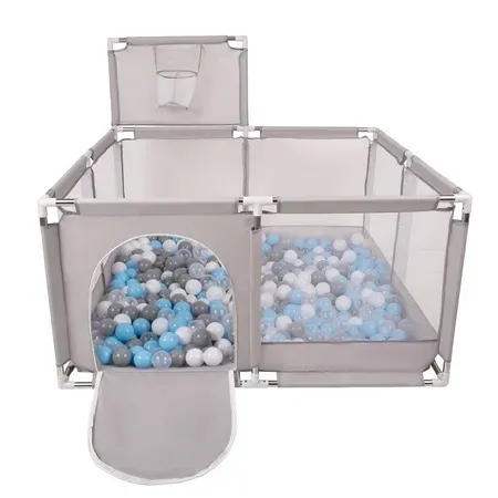 KOJEC Z KOSZEM 125x125 SUCHY BASEN DLA DZIECI szary 100 kulek piłeczek