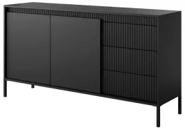 komoda-szeroka-loren-153-cm-czarna-z-drzwiami-i-szufladami-ryflowane-fronty