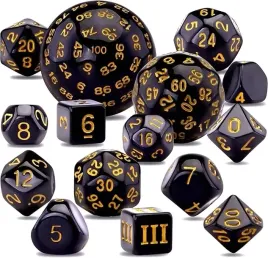 15-kosci-kostki-do-gier-wieloscienne-d3-d100-czarno-zolte-prezent-torba