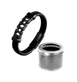 meska-bransoletka-lancuch-motocyklowy-skora-205cm-bransoleta-pudelko