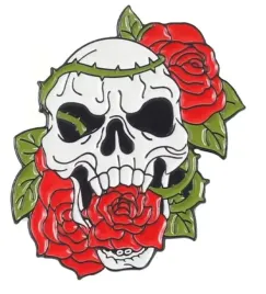 pin-przypinka-metalowa-czaszka-kwiaty-roze-kolce