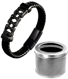 meska-bransoletka-lancuch-motocyklowy-skora-21-cm