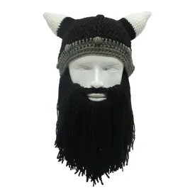 czapka-meska-zimowa-viking-thor-z-broda-rogami-czarna-wysoka-jakosc
