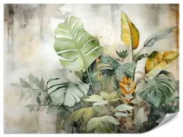 fototapeta-akwarelowe-liscie-tropikalne-abstrakcja-mural-beton-400x280