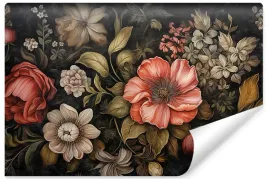 fototapeta-do-salonu-dzikie-kwiaty-natura-vintage-liscie-abstrakcja-450x300