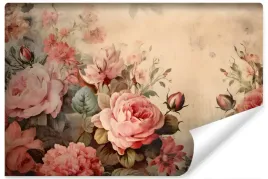 fototapeta-do-sypialni-roze-kwiaty-liscie-retro-natura-abstrakcja-400x280