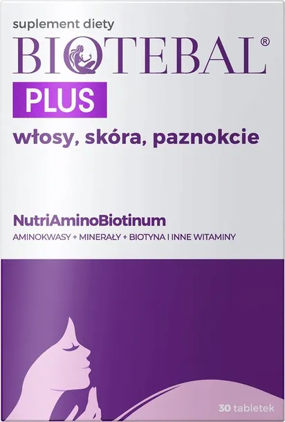 BIOTEBAL PLUS 30 tabletek mocne włosy skóra paznokcie z biotyną