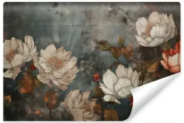 fototapeta-do-salonu-piwonie-peonie-kwiaty-beton-styl-vintage-450x300